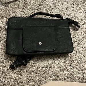 Black Leather Wristlet
